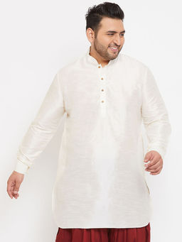Vastramay - Men Cream Silk Blend Kurta