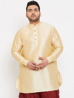 Vastramay - Men Gold Silk Blend Kurta