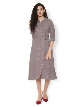 Van Heusen - Brown Geometric Midi Dress