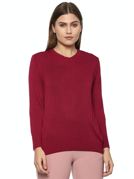 Buy Van Heusen Maroon Sweater Online