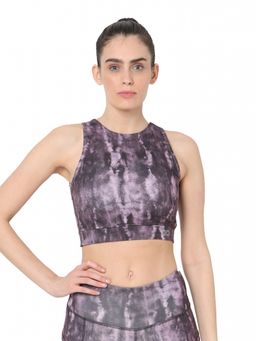 Silvertraq - Padded Cross Back Tie Dye Crop Top - Purple