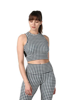 Silvertraq - Women Houndstooth Moto Crop Tee White