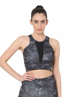 Silvertraq - Padded Biker Crop Top Dark Camo - Multi-Color