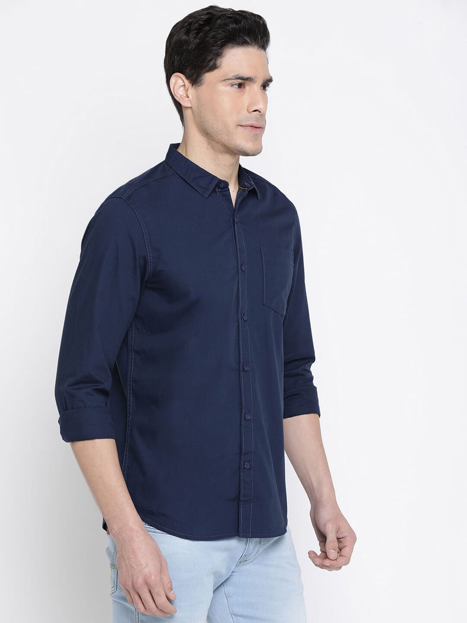 Buy Wrangler Men Navy Blue Shirt Online 