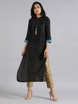 W - Black Mandarin Neck Kaleido Kurta