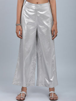 W - Silver Glitter Metallic Pants