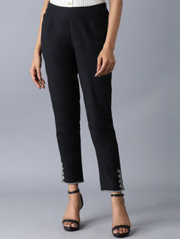 W - Black Solid Pants