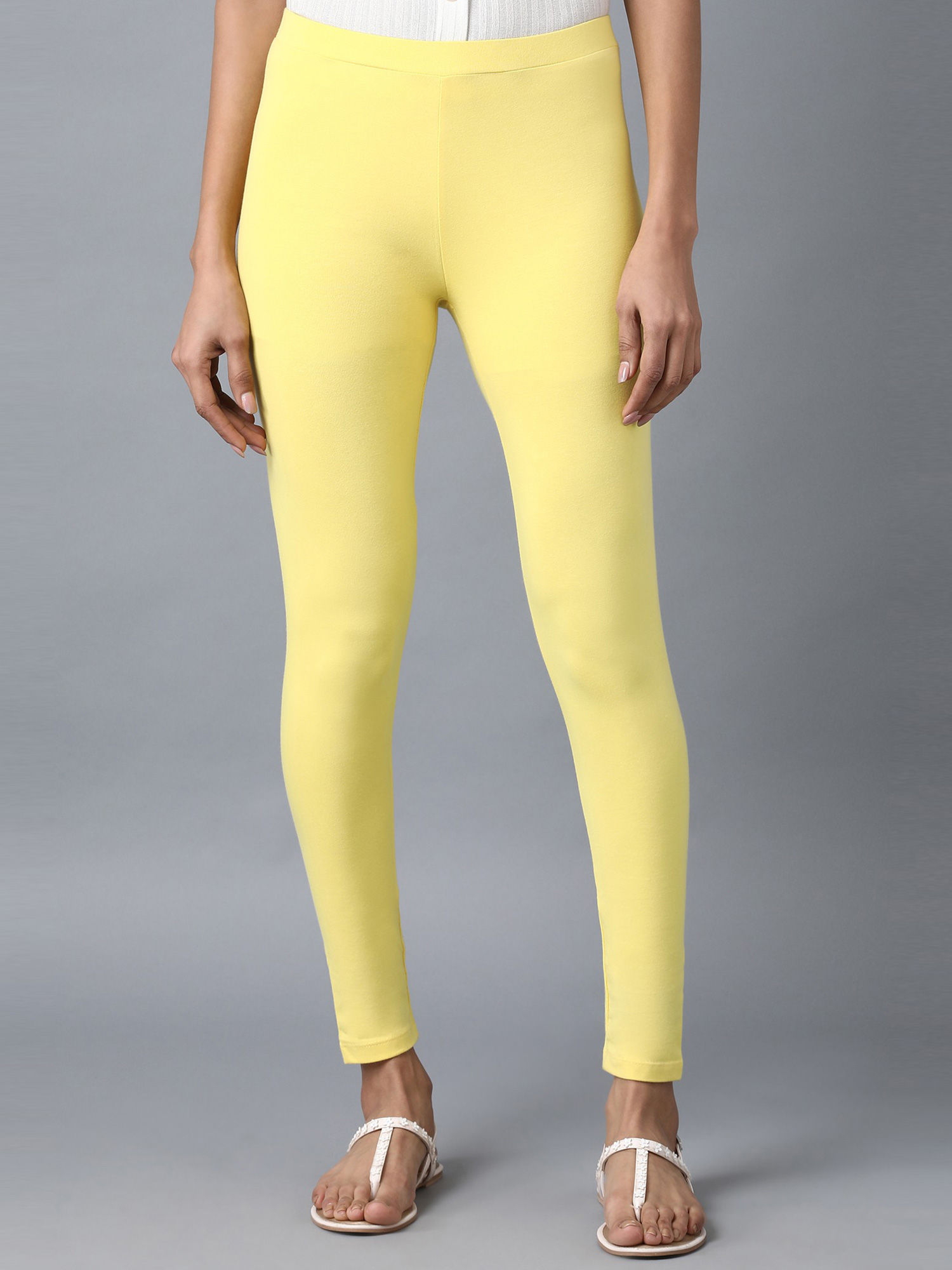 W Bottoms : Buy W Yellow Solid Leggings 