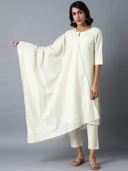 W - Green Printed Dupatta