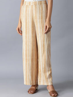 W - Multicolor Striped Parallel Palazzo