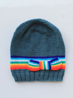 Woonie - Handmade Grey Rainbow Cap