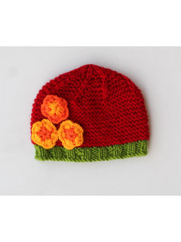 Woonie - Handmade Red Floral Cap