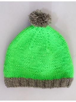 Woonie - Handmade Fluorescent Green Cap with Pom Pom
