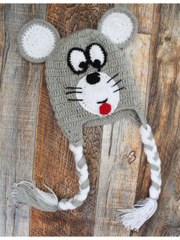 Woonie - Handmade Grey Mouse Design Cap for Kids