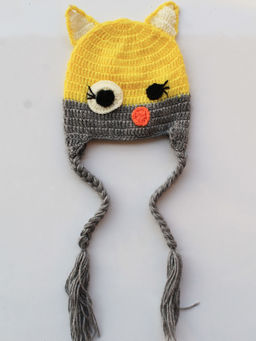 Woonie - Kids Woollen Yellow and Grey Bird Beanie