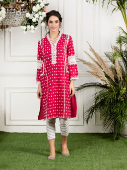 Mulmul - Pink Embroidered Cotton Winterberry Kurta