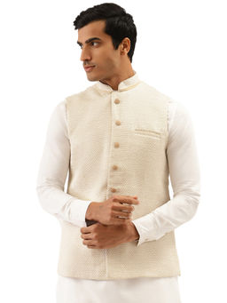 Manyavar - Men's Cream Waistcoat