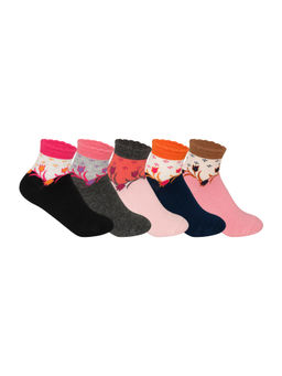 Supersox - Multicolor Combed Cotton Ankle Length Design Socks (Pack of 5)