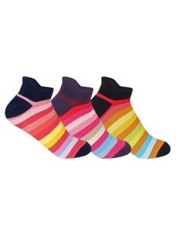 Supersox - Multi-Color Compact Combed Cotton Sneaker Length Design Socks (Pack of 3)