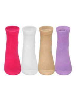 Supersox - Multi-Color Ankle Length Plain Combed Cotton Socks (Pack of 4)