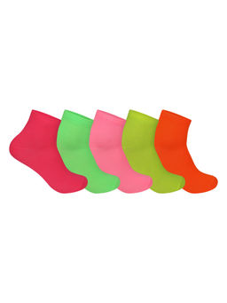 Supersox - Multi-Color Ankle Length Neon Polyester Socks (Pack of 5)