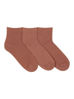Supersox - Beige Ankle Length Plain Socks (Pack of 3)
