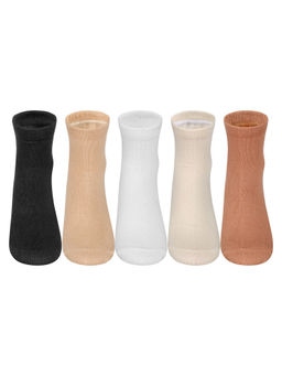 Supersox - Multi-Color Combed Cotton Ankle Length Plain Socks (Pack of 5)