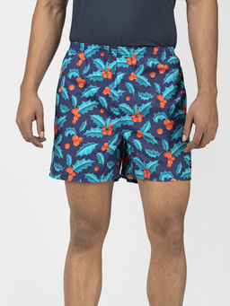 Whats Down - Blue Mistletoe Boxers