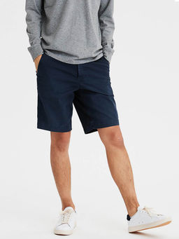 American Eagle - Navy Blue Solid Casual Shorts