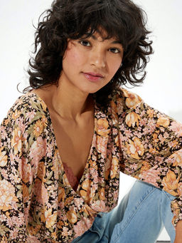 American Eagle - Yellow Floral Crop Top