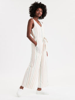 American Eagle - Off White Striped Jumpsuit