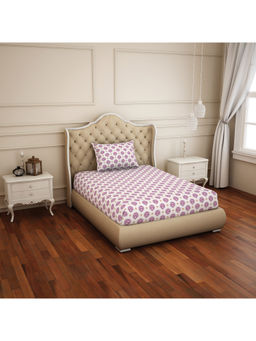 Welspun - 2-In-1 Cotton Multicolor Nature 150 Tc 1 Single Bedsheet With 1 Pillow Cover