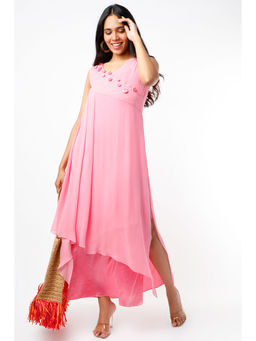 Wendell Rodricks - Pink Embroidered Layered Dress