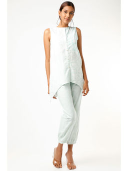 Wendell Rodricks - Aqua Geometrical Printed Patchwork Top & Pant