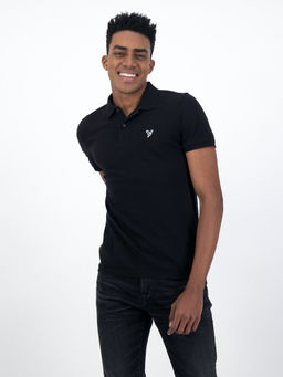 American Eagle - AE Black Solid Polo T-Shirt