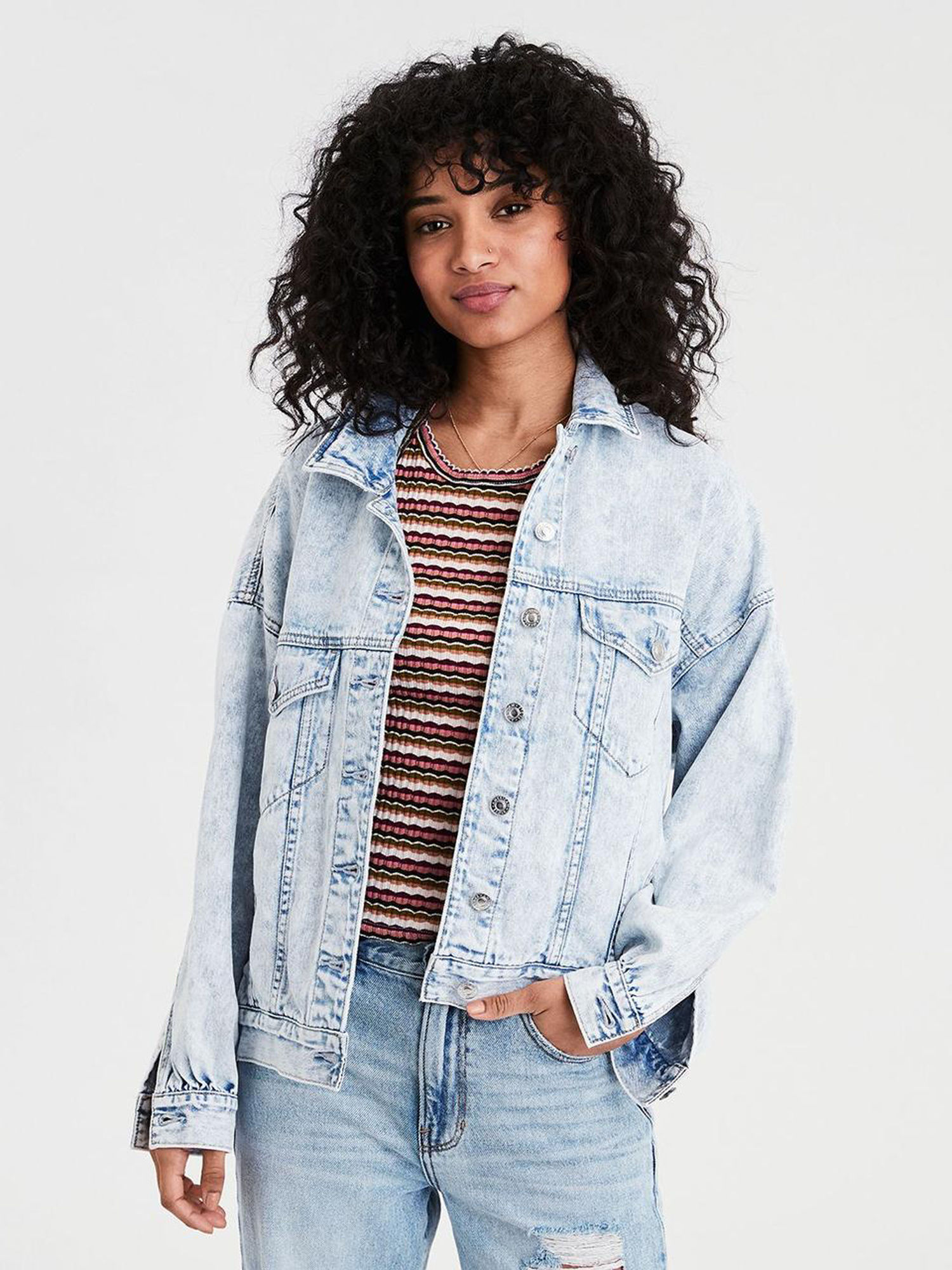American Eagle Blue Solid Denim Jacket 