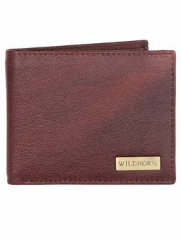 WILDHORN - RFID Protected High Quality Genuine Leather Maroon Wallet for Men