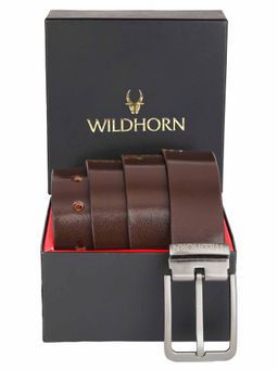 WILDHORN - Formal Brown Polished Leather Belt for Men