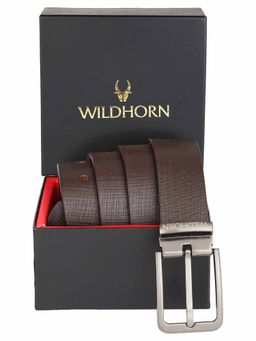 WILDHORN - Brown Safiano Leather Formal Belt for Men