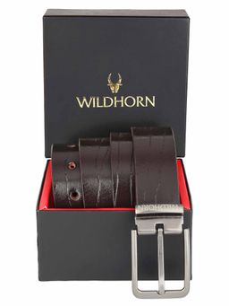 WILDHORN - Brown Formal Free Size Leather Belt for Men
