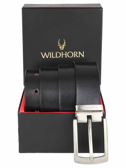 WILDHORN - Black Wrinkle Leather Formal Belt I Waist Fit up to 46 inches