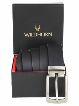 WILDHORN - Black Matte Leather Formal Belt for Men