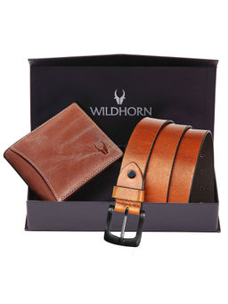 WILDHORN - Leather Belt & Wallet Combo for Men Leather Gift Hamper for Men (Set of 2)