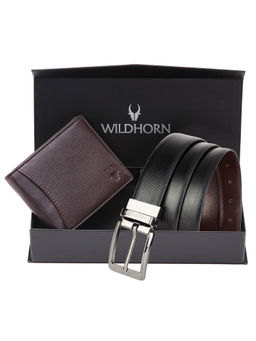 WILDHORN - Formal Reversible Leather Belt & Wallet combo for Men Gift Hamper for Men (Set of 2)