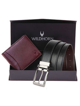 WILDHORN - Formal Reversible Leather Belt & Wallet combo for Men Gift Hamper for Men (Set of 2)