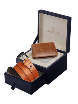 WILDHORN - Leather Belt & Wallet Combo for Men Leather Gift Hamper for Men (Set of 2)