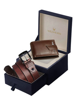 WILDHORN - Leather Belt & Wallet Combo for Men Leather Gift Hamper for Men (Set of 2)