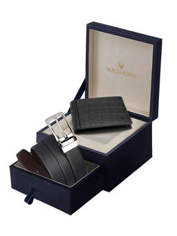 WILDHORN - Formal Reversible Leather Belt & Wallet combo for Men Gift Hamper for Men (Set of 2)