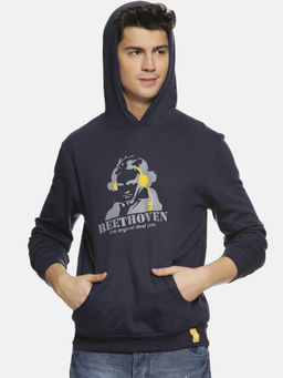 Campus Sutra - Blue Printed Sweatshirt