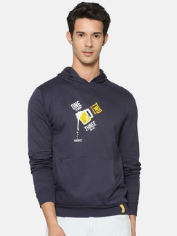 Campus Sutra - Blue Printed Sweatshirt